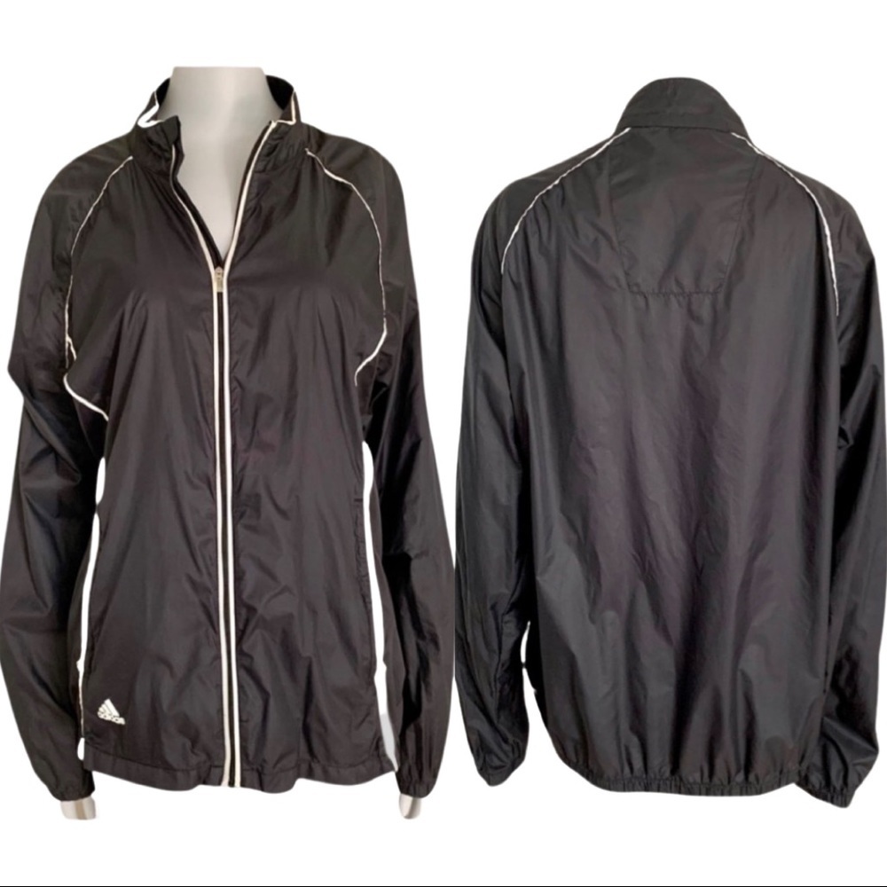 ADIDAS Golf Climaproof Windbreaker Jacket Lightweight Nylon Full Zip Black - Picture 2 of 16
